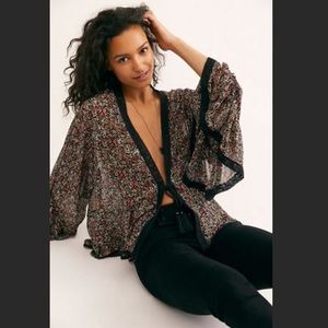 Free People Lola Kimono Black